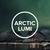 Foto av nordlys og fjell. Logoen til Arctic Lumi ligger oppå fotoet.